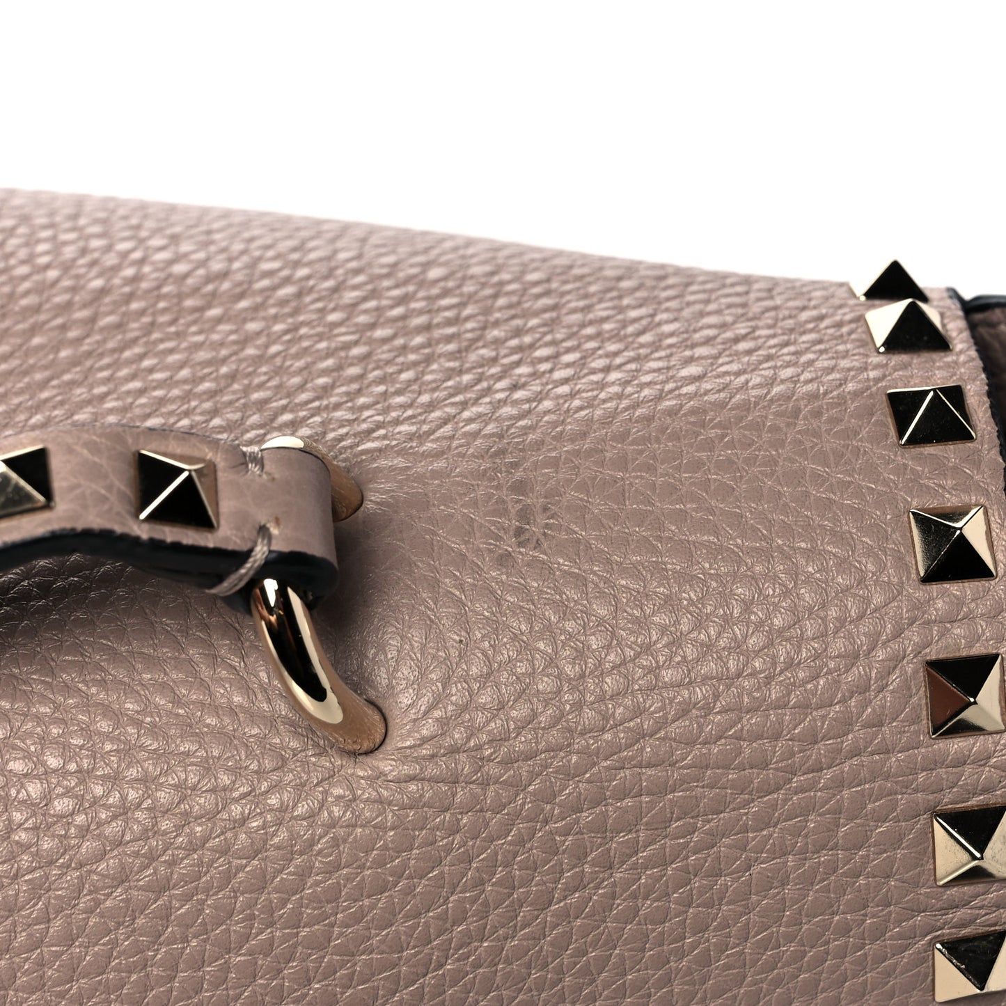 Pebbled Calfskin Rockstud Single Handle Flap Bag Poudre