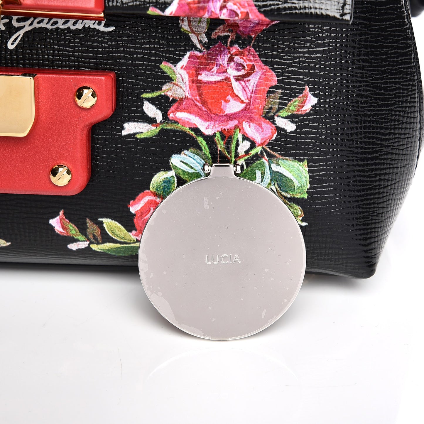 Grained Calfskin Printed Lucia Small Satchel Nero Black