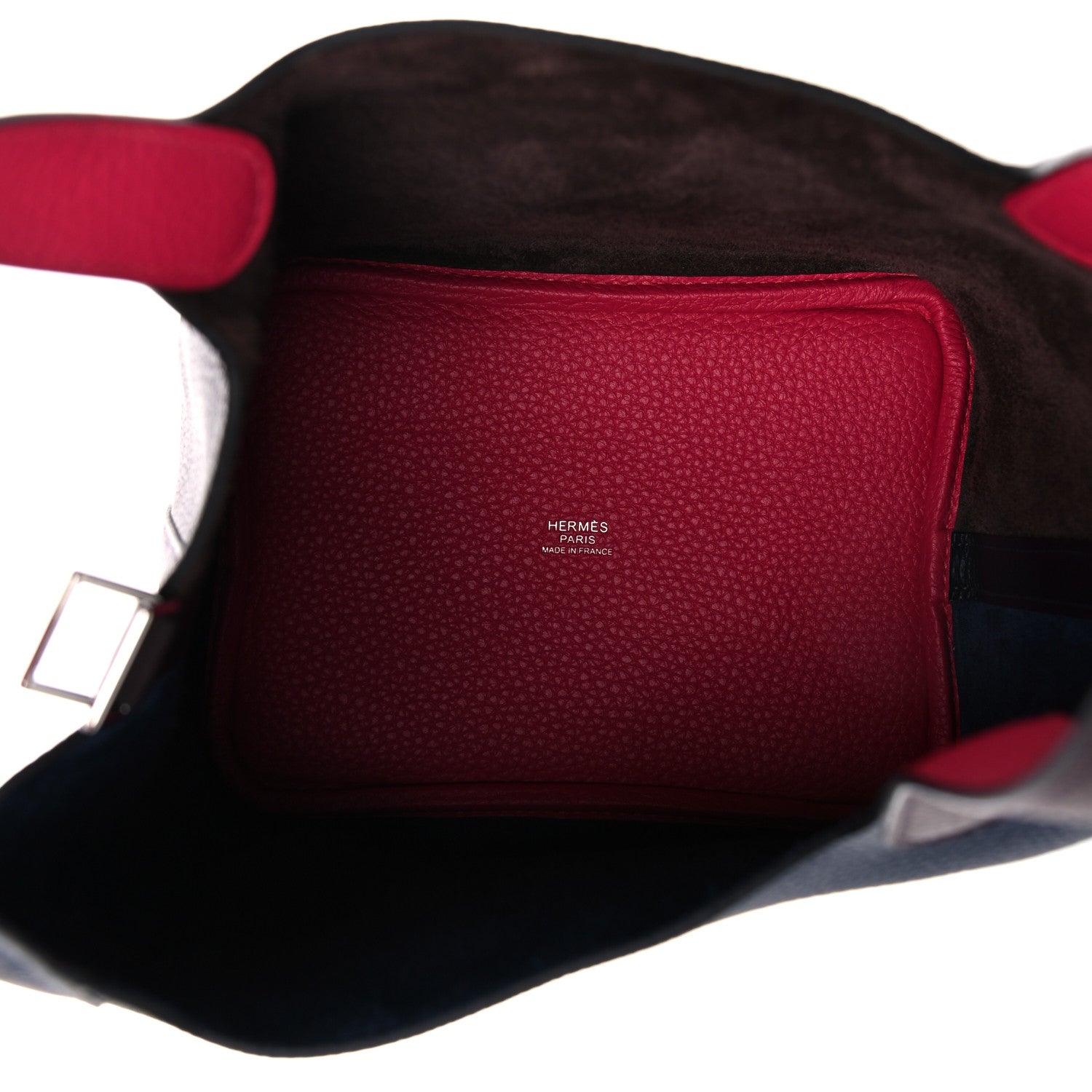 Hermes Taurillon Clemence Casaque Picotin Lock 18 PM Bleu Nuit Rouge Sellier Framboise 5 of 10