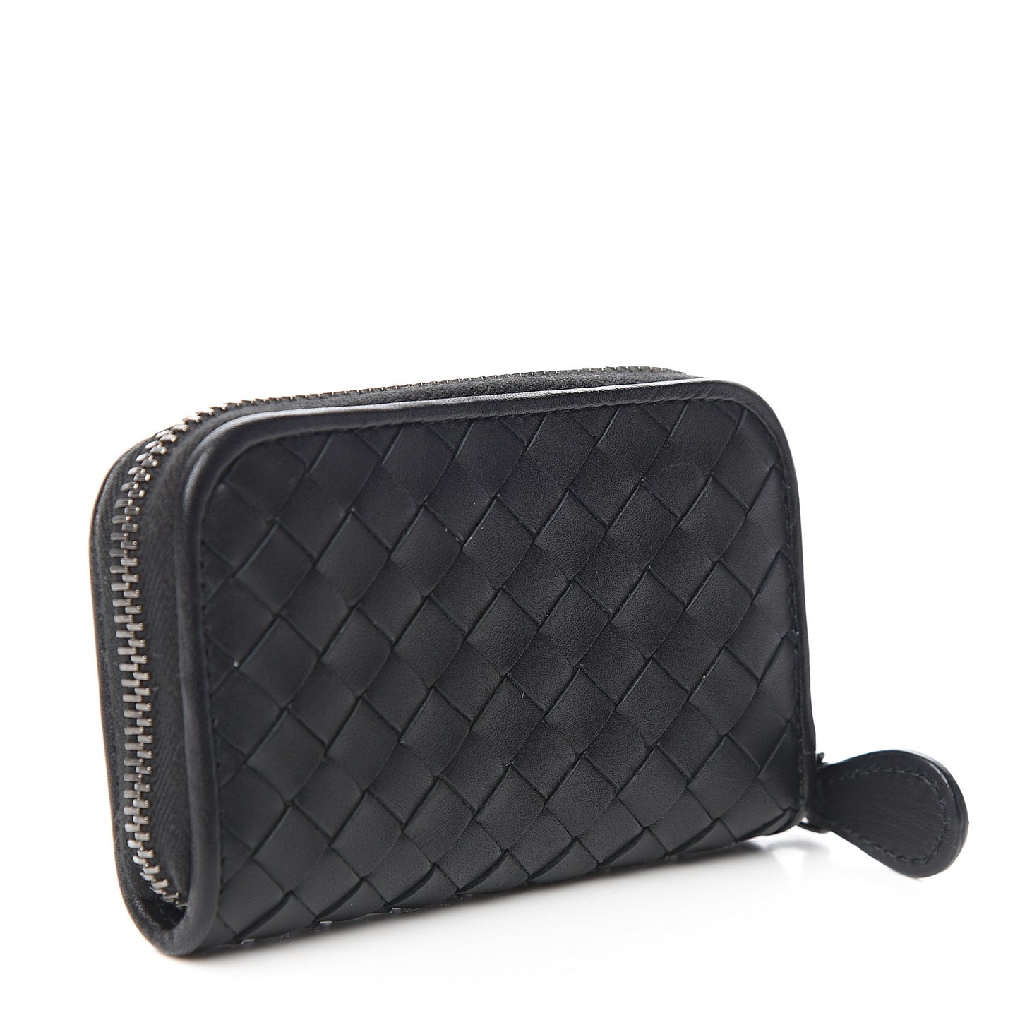 Nappa Intrecciato Zip Around Coin Purse Black