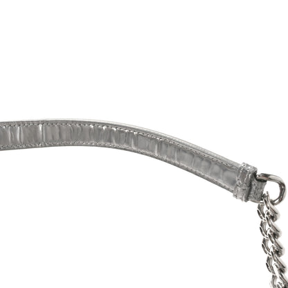 Christian Dior Metallic Patent Micro-Cannage Small Diorama Flap Bag Silver 13 of 14