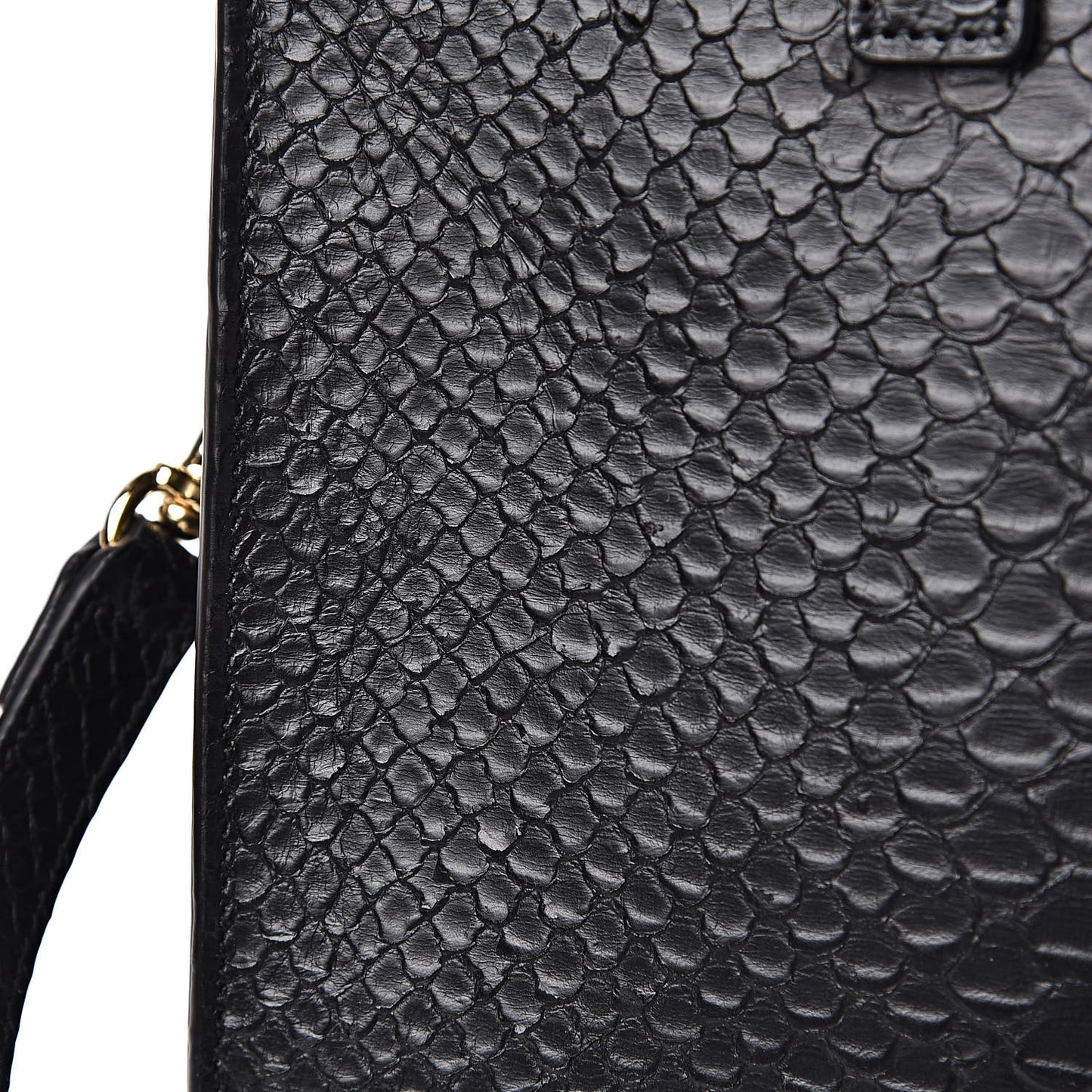 Python Calfskin Embossed Monogram Baby Cabas Black