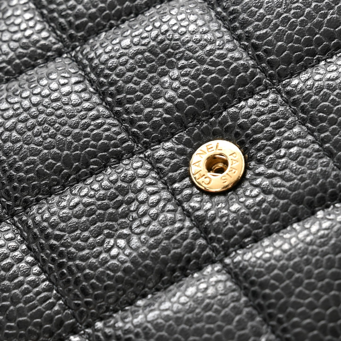 Caviar Quilted Compact Flap Wallet Black