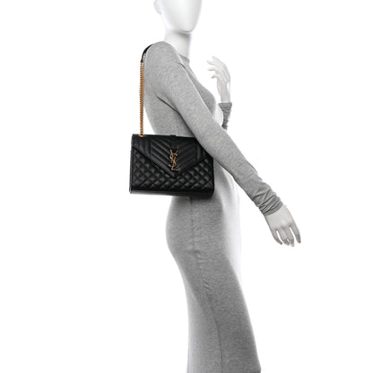 Saint Laurent Grain De Poudre Textured Mixed Matelasse Triquilt Medium Monogram Satchel Black 2 of 11