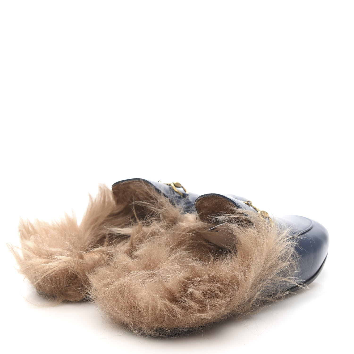 Gucci Malaga Kid Fur Womens Princetown Slippers 39 Blue Agata 4 of 7