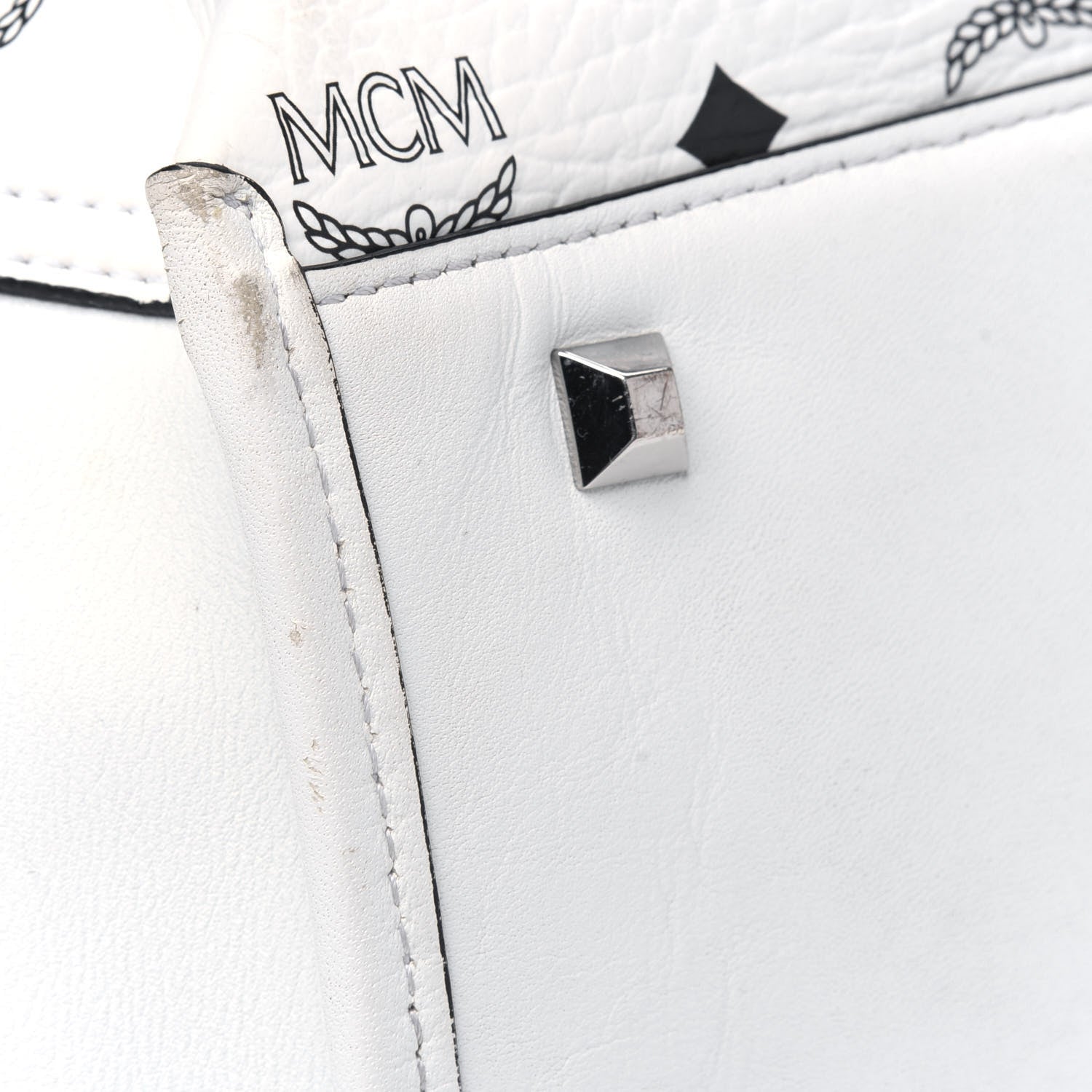 MCM Visetos Shopper Tote White 12 of 18