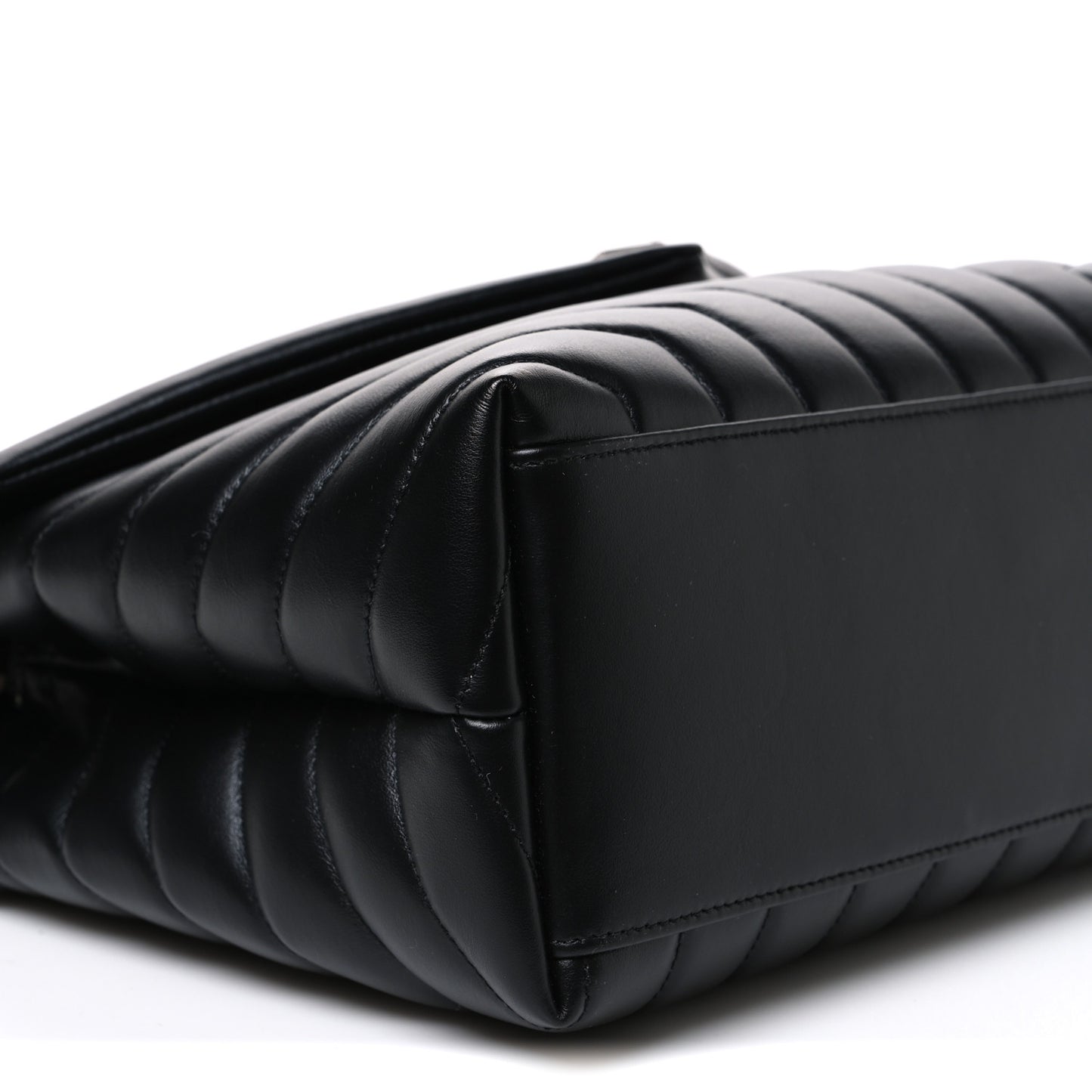 Calfskin Y Quilted Monogram Medium Loulou Chain Satchel Black