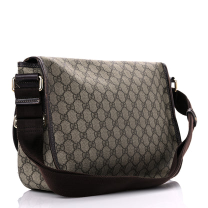Gucci GG Plus Monogram Medium Double Buckle Flap Messenger Bag Beige Dark Brown 3 of 28