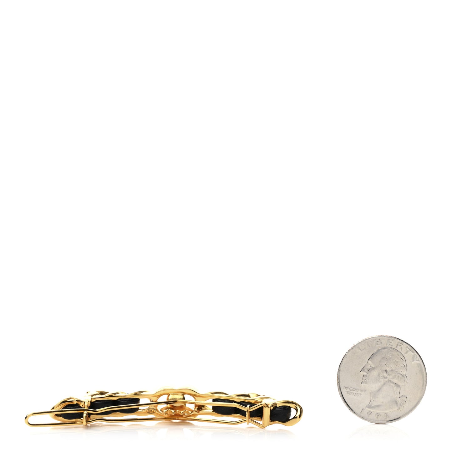 Crystal Lambskin CC More Is More Hair Clip Black Gold