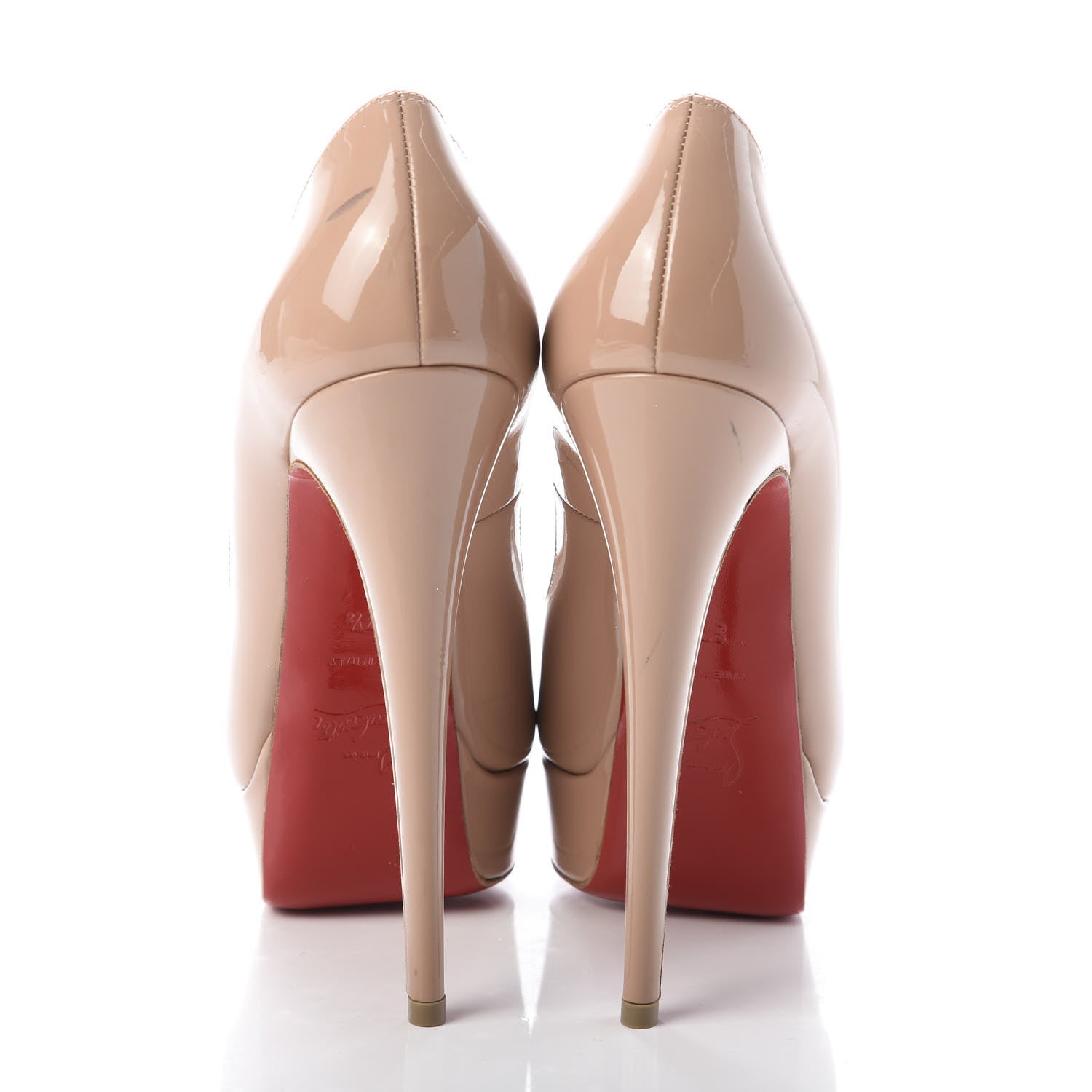 Christian Louboutin Patent Lady Peep 150 Pumps 37.5 Nude 6 of 14