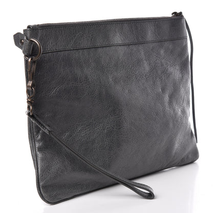 Balenciaga Agneau Classic Hardware Flat Handle Clutch Gris Tarmac 3 of 10