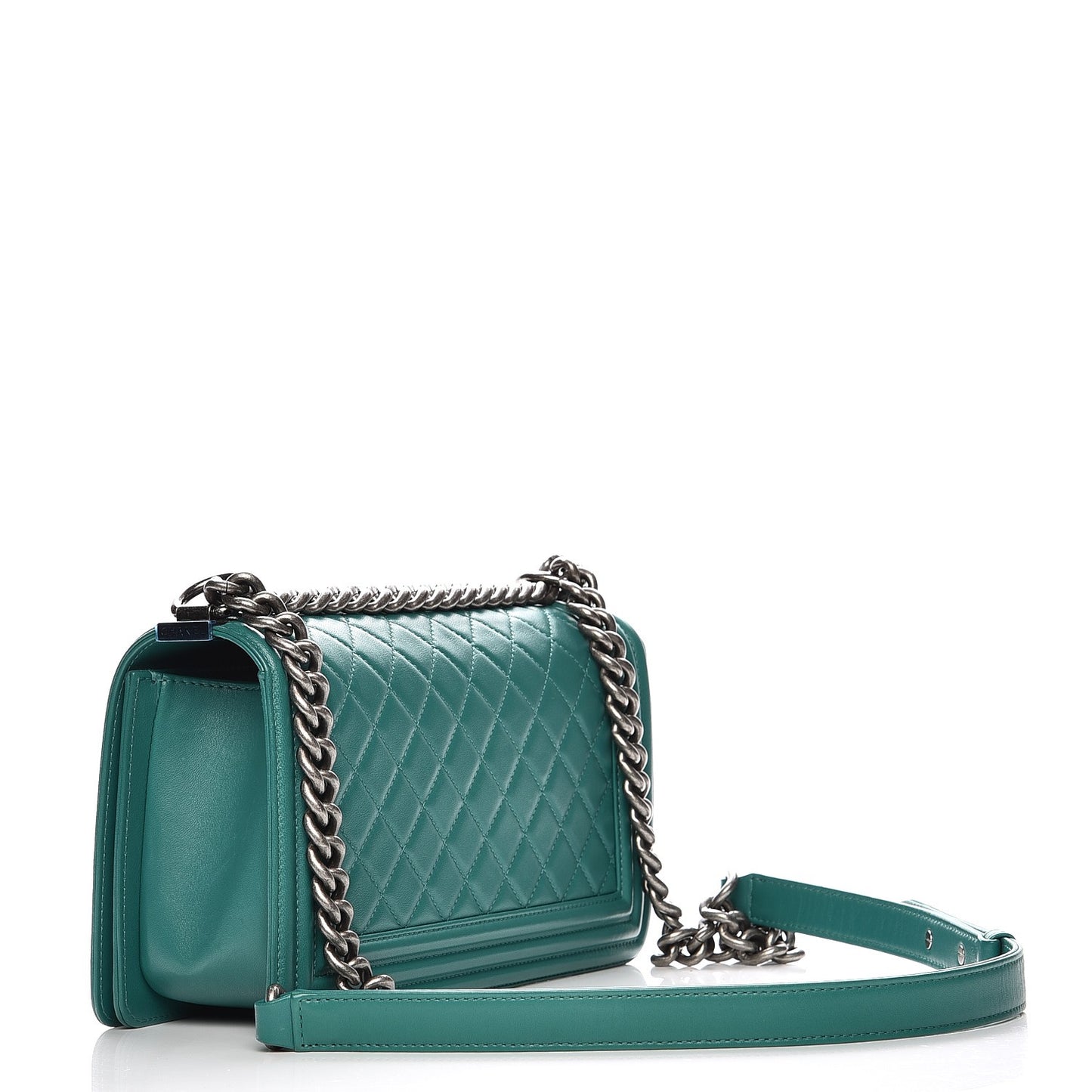 Lambskin Quilted Medium Boy Flap Green