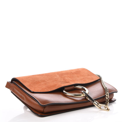 Chloe Suede Calfskin Small Faye Shoulder Bag Tobacco 4 of 8