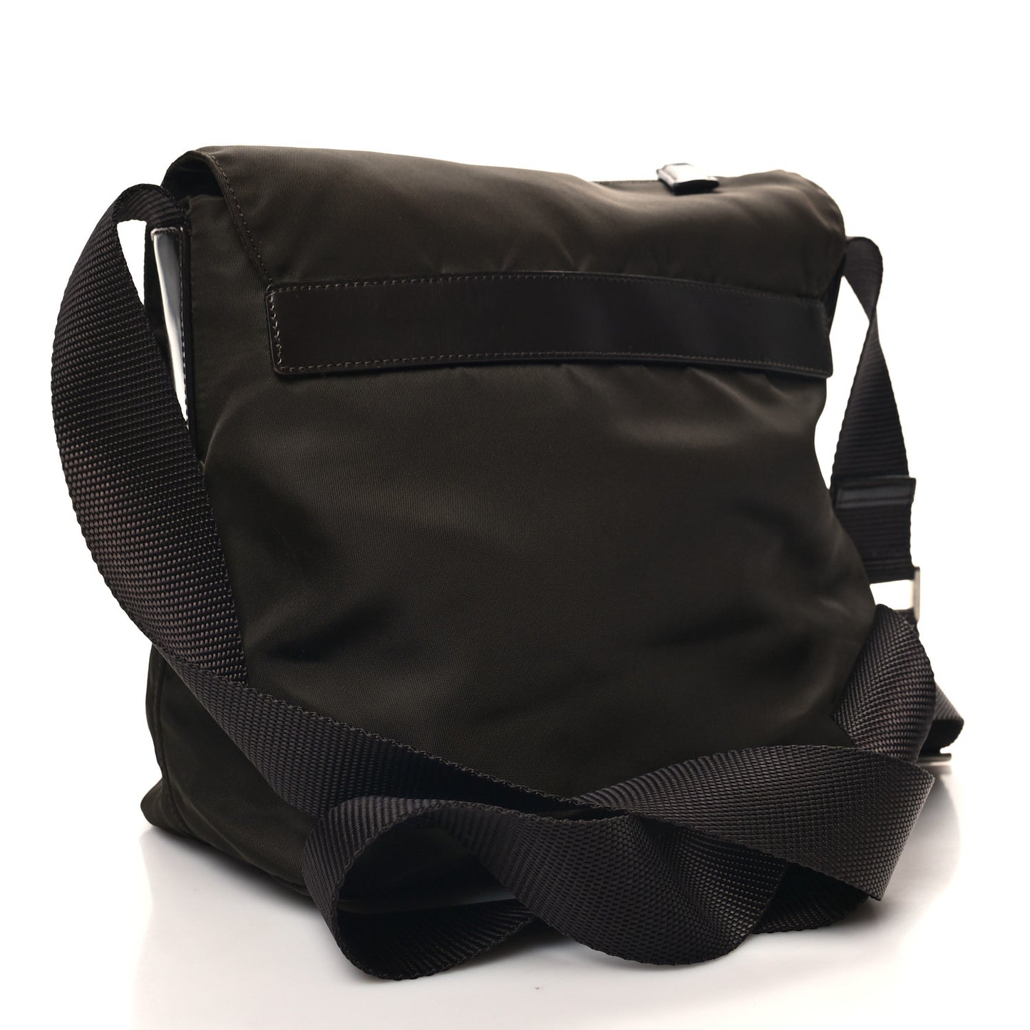 Nylon Vela Saffiano Single Buckle Messenger Shoulder Bag Brown