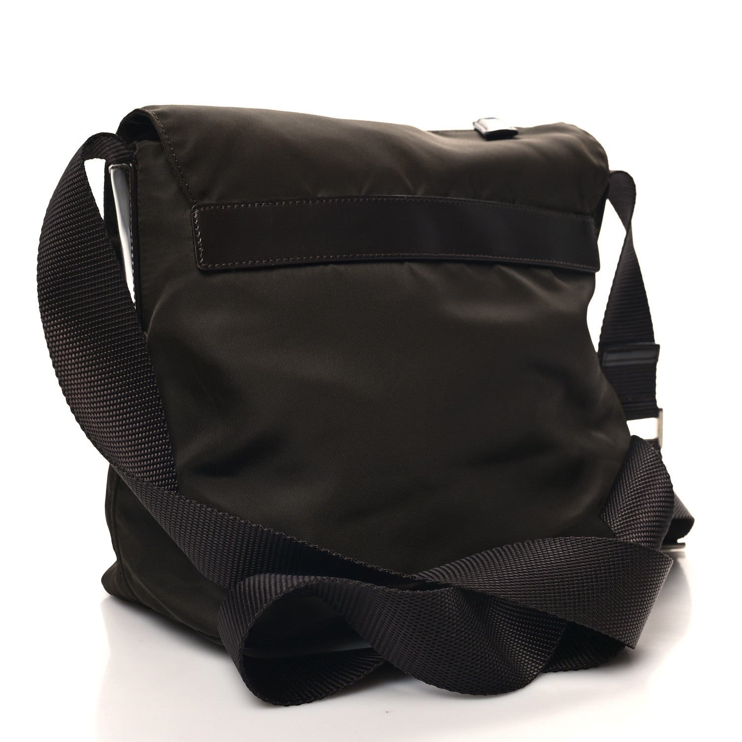 Prada Nylon Vela Saffiano Single Buckle Messenger Shoulder Bag Brown 3 of 10