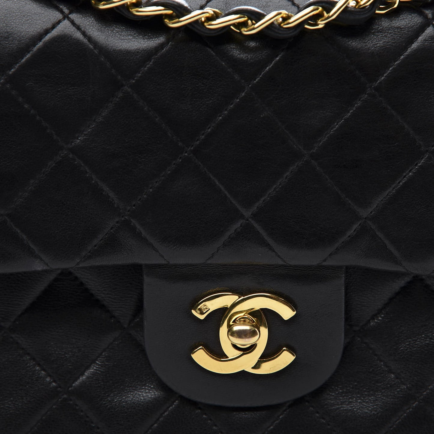 Lambskin Quilted Small Double Flap Black