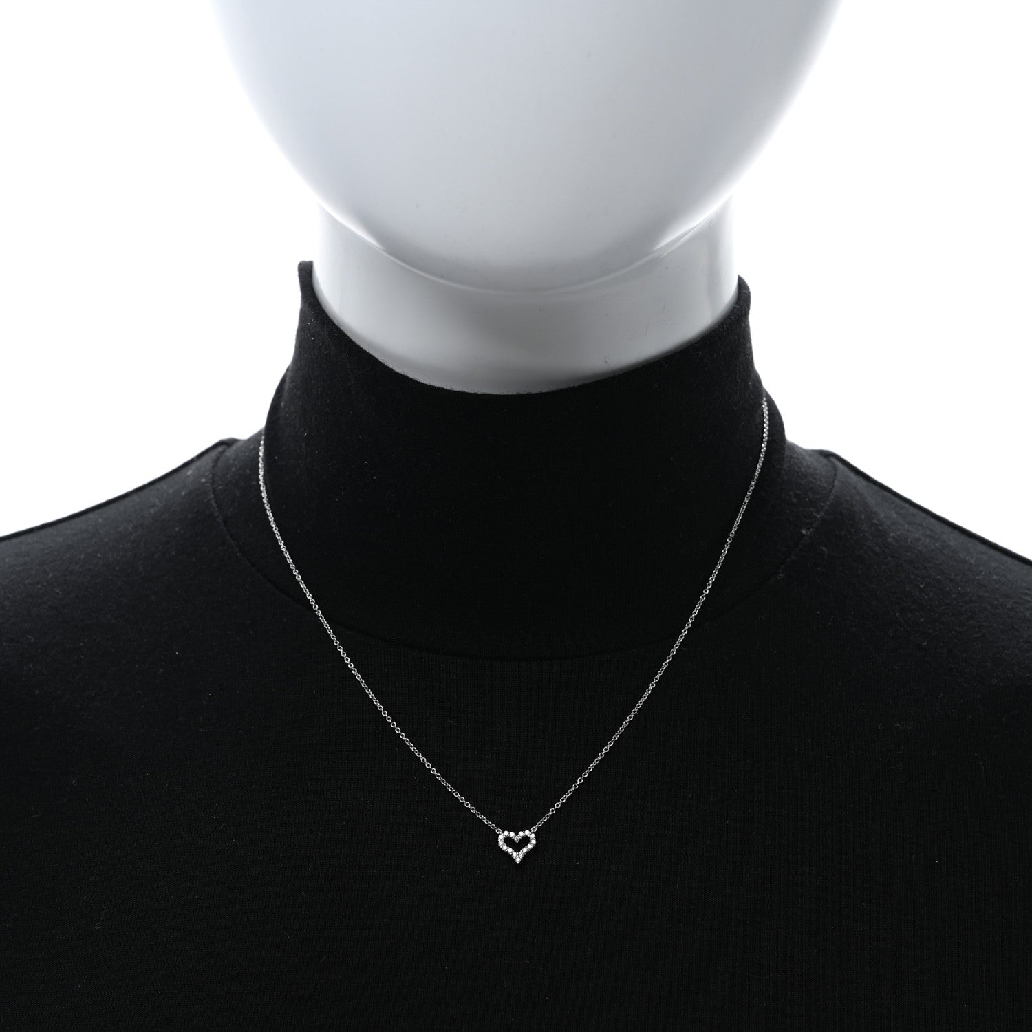 Tiffany Platinum Diamond Extra Mini Heart Pendant Necklace 2 of 4