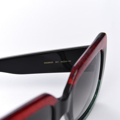 Gucci Acetate Square Frame Sunglasses GG0083S Glitter Red Black Green 7 of 8