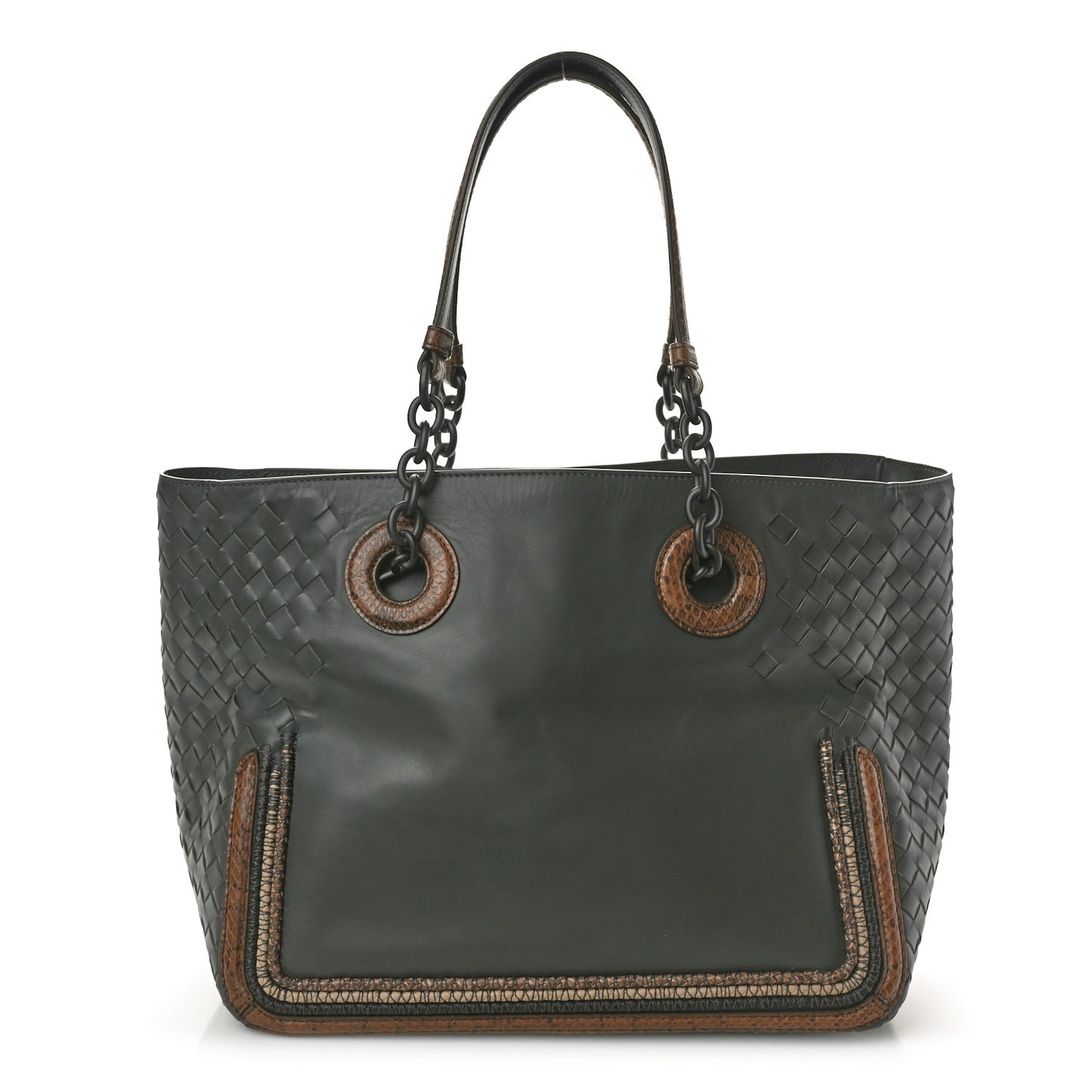 Nappa Intrecciato Snakeskin Tote Gray