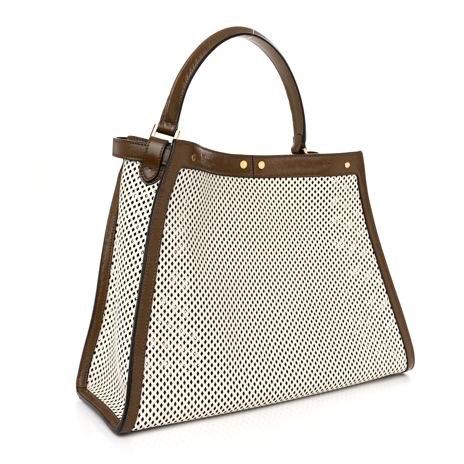 Fendi Vitello Liberty Glossy Lambskin Perforated Large Peekaboo X-Lite White Ice Rust Maya 3 of 10