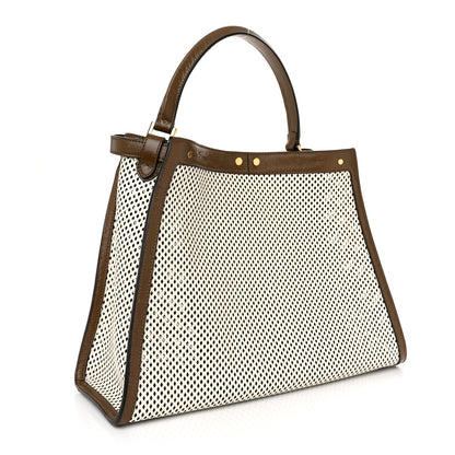 Fendi Vitello Liberty Glossy Lambskin Perforated Large Peekaboo X-Lite White Ice Rust Maya 3 of 10