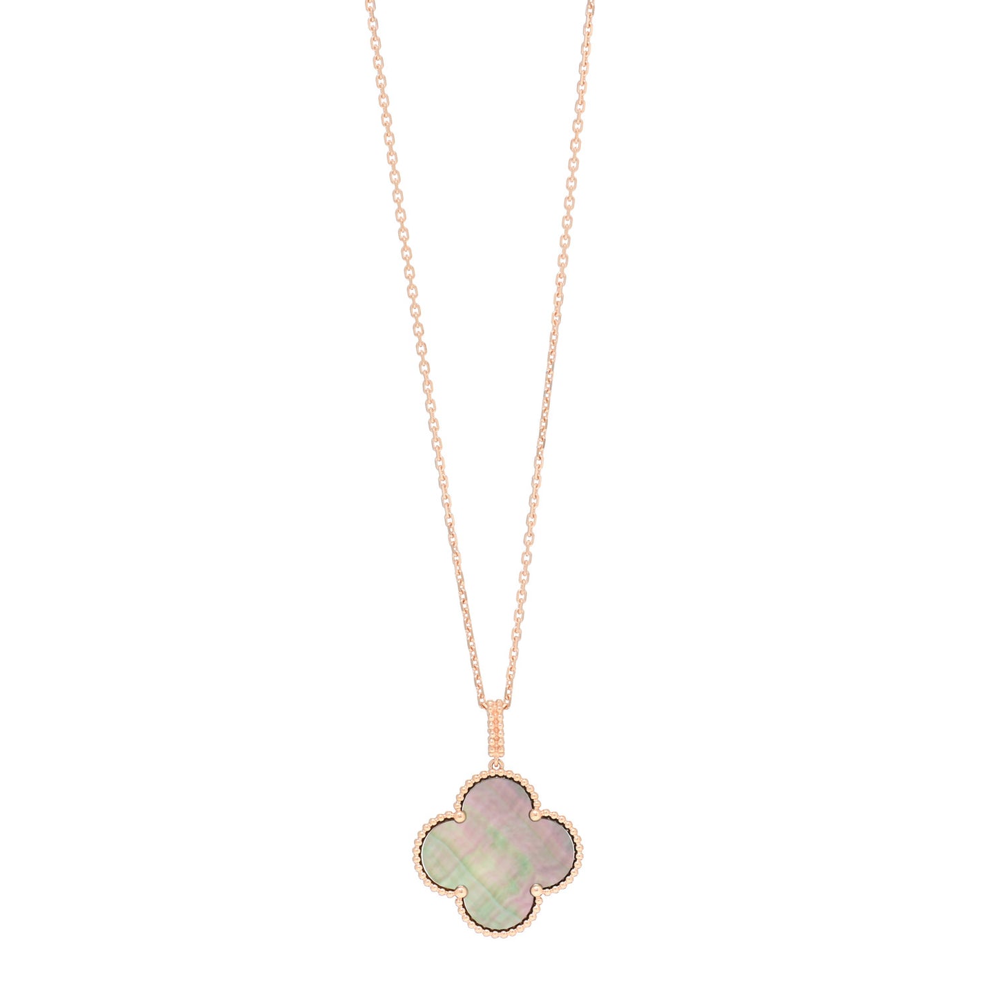 18K Rose Gold Gray Mother of Pearl Magic Alhambra Long Necklace