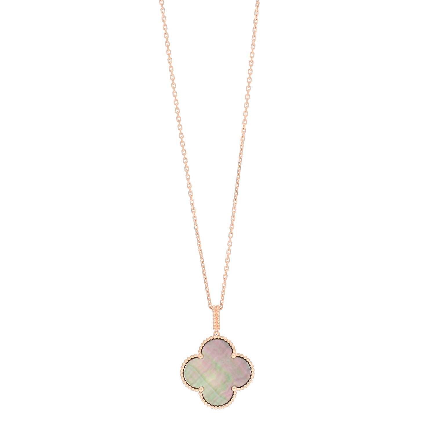 Van Cleef & Arpels 18K Rose Gold Gray Mother of Pearl Magic Alhambra Long Necklace 1 of 6