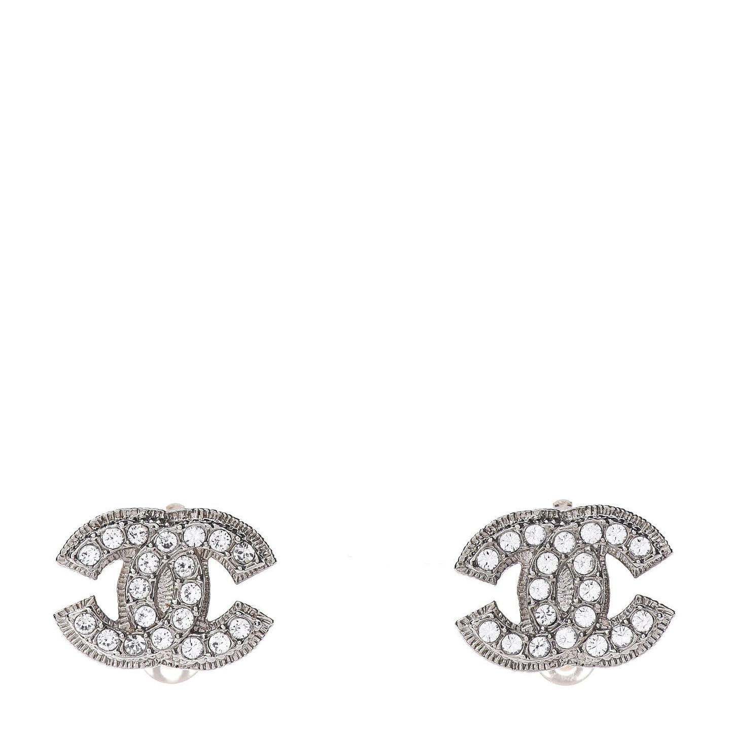 Crystal CC Clip On Earrings Silver