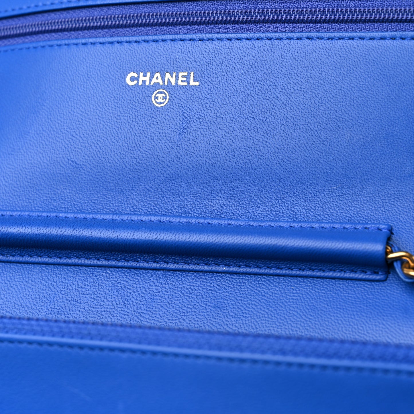 Lambskin Quilted Boy Wallet On Chain WOC Blue