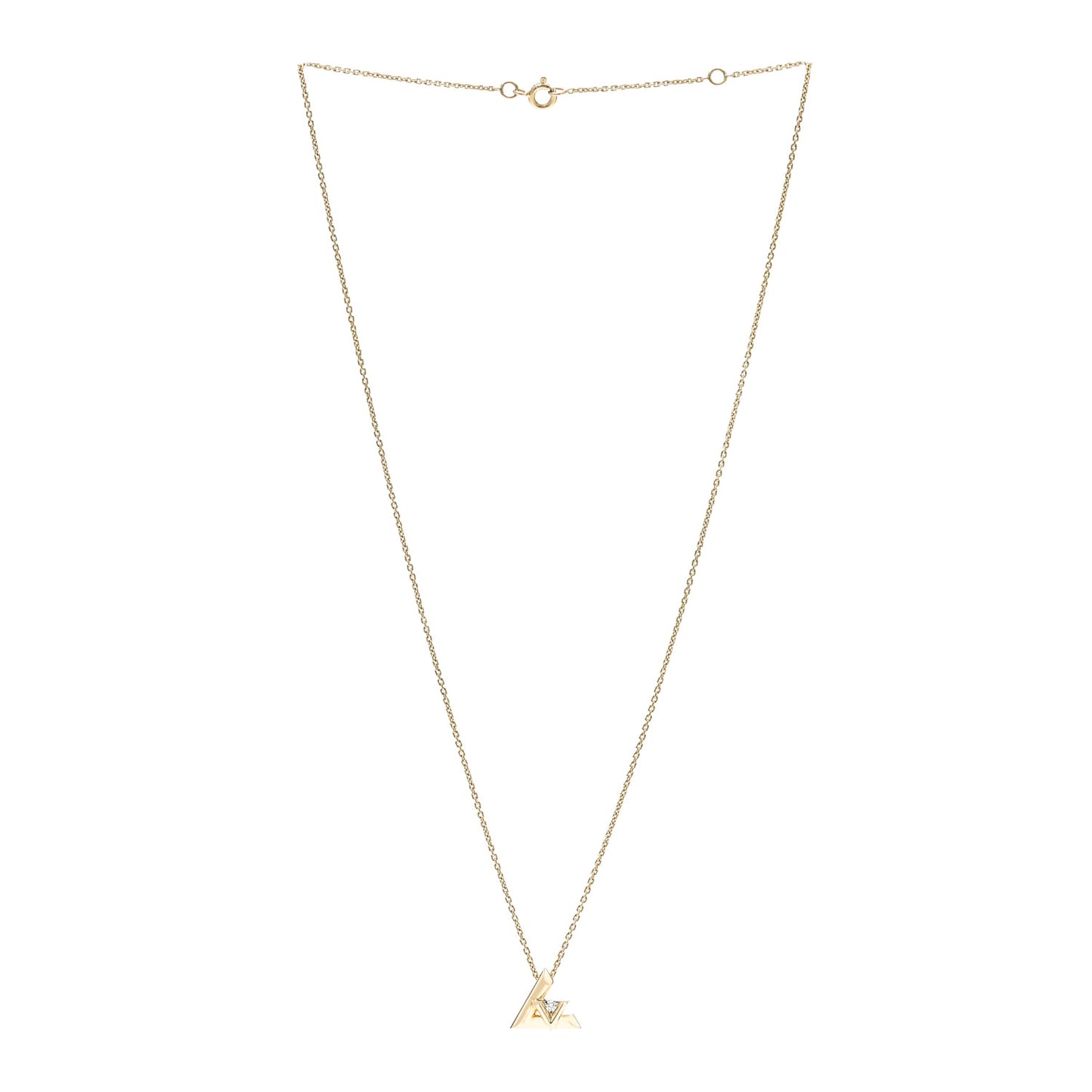 18K Yellow Gold Diamond Small LV Volt One Pendant Necklace