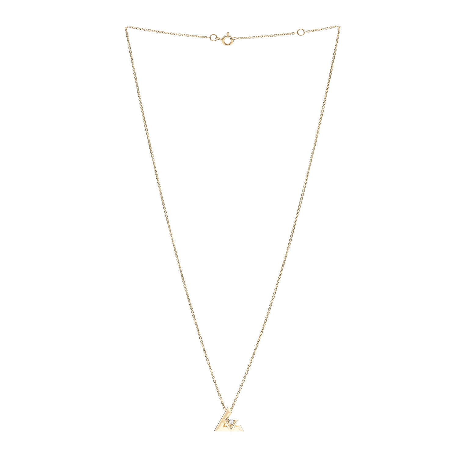 Louis Vuitton 18K Yellow Gold Diamond Small LV Volt One Pendant Necklace 3 of 7