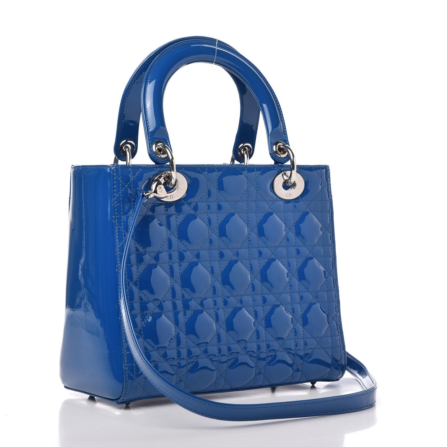Patent Cannage Medium Lady Dior Blue