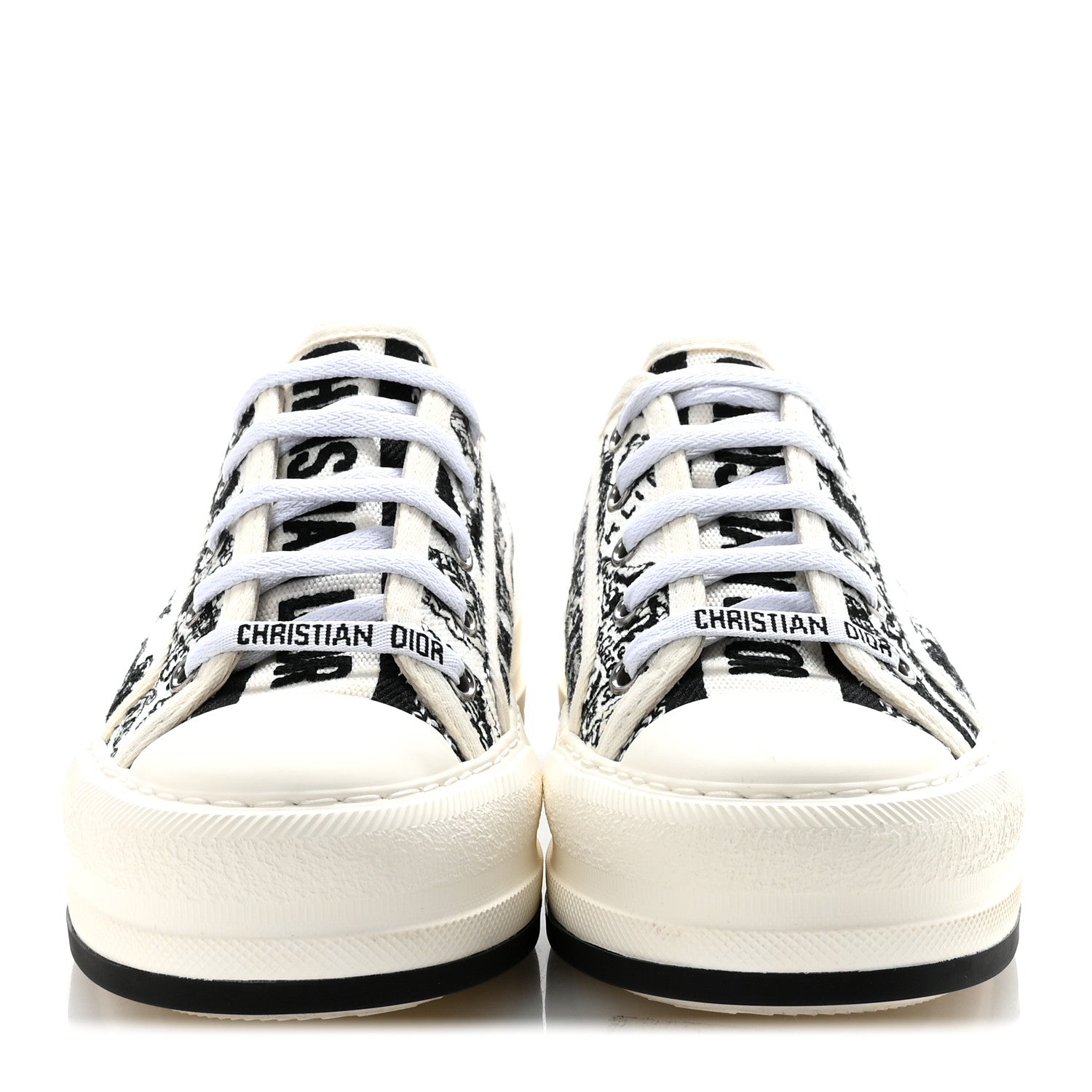 Christian Dior Canvas Embroidered Plan De Paris Womens Walk'N'Dior Platform Sneakers 36.5 White Black 5 of 20