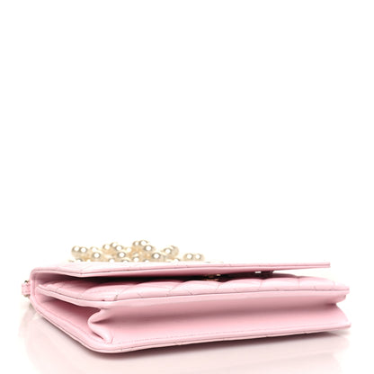 Chanel Lambskin Quilted Pearl Wallet On Chain WOC Pink Pink 4 of 12