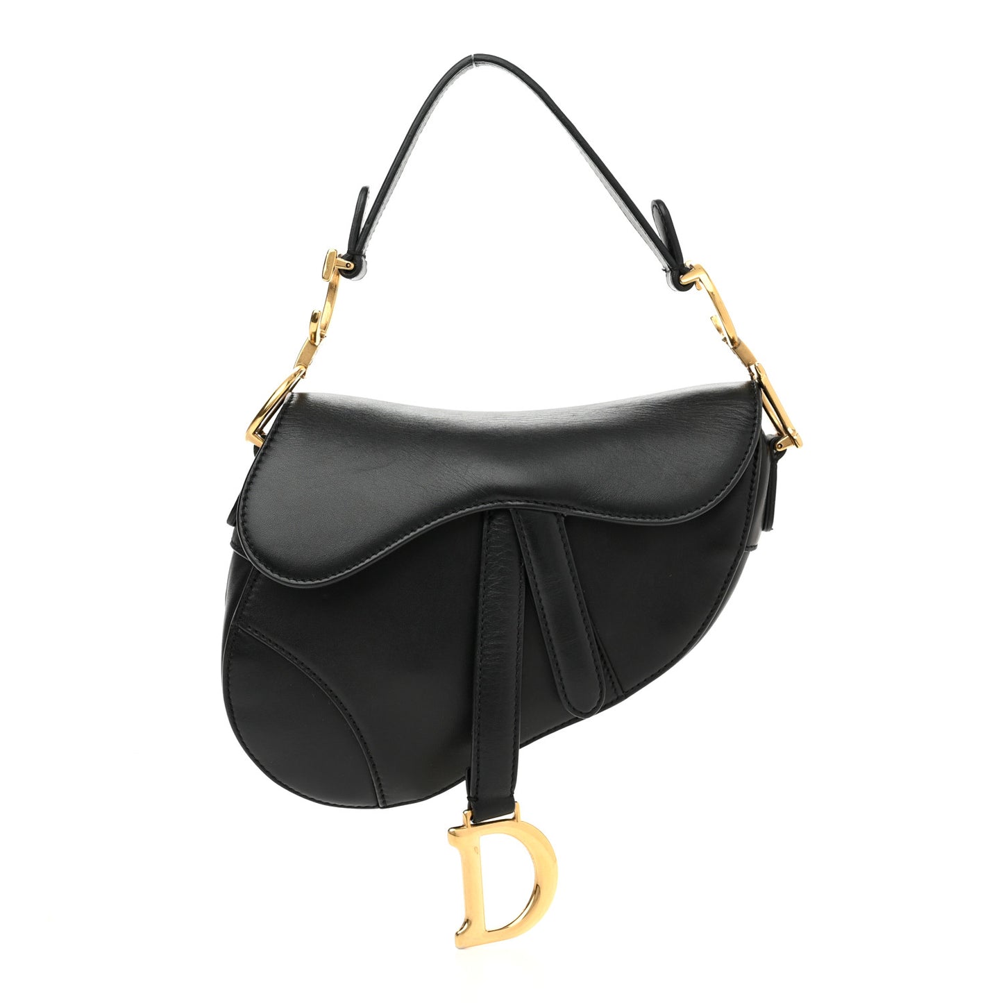Calfskin Mini Saddle Bag Black