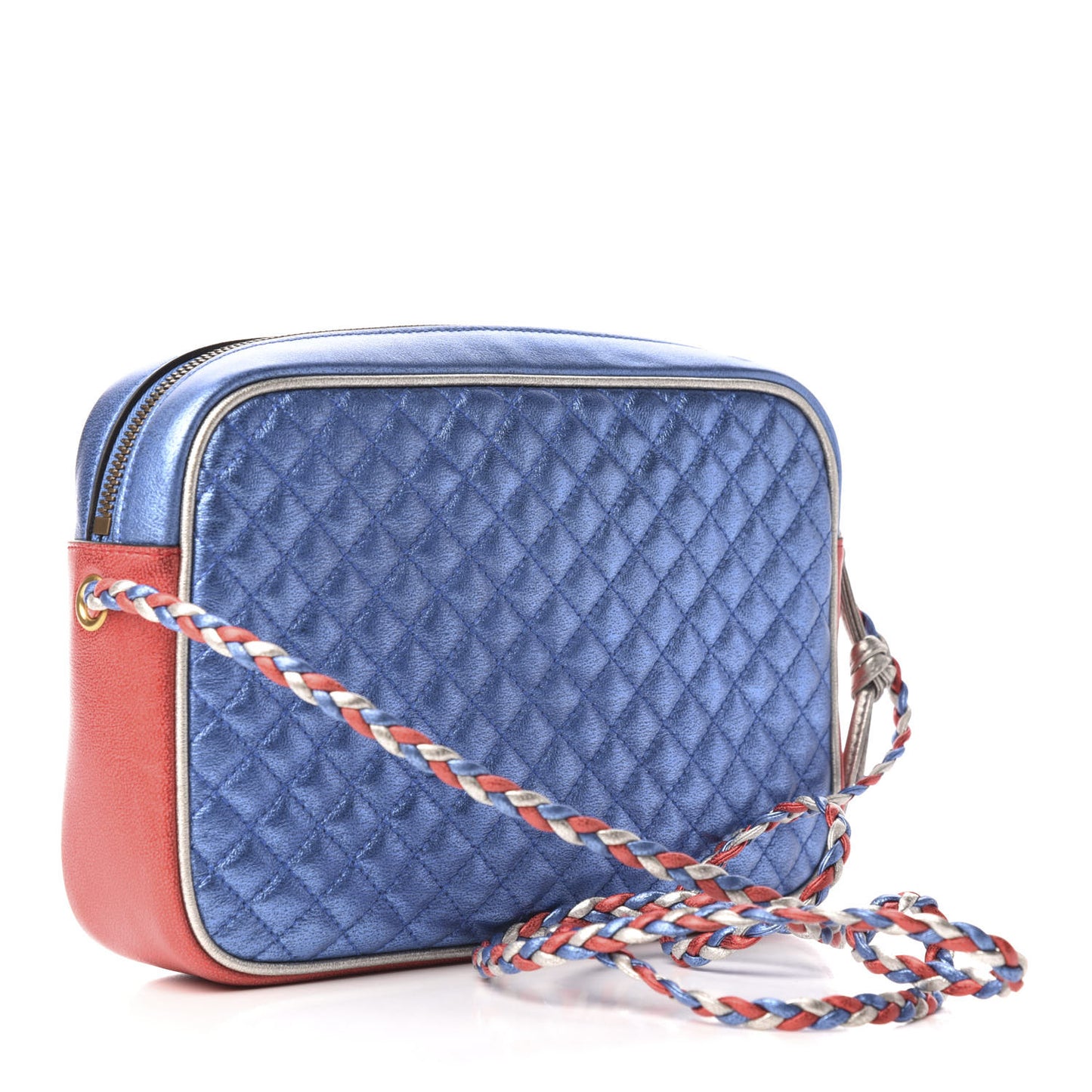 Laminated Nappa Trapuntata Small Zumi Shoulder Bag Rosso Marine Argento
