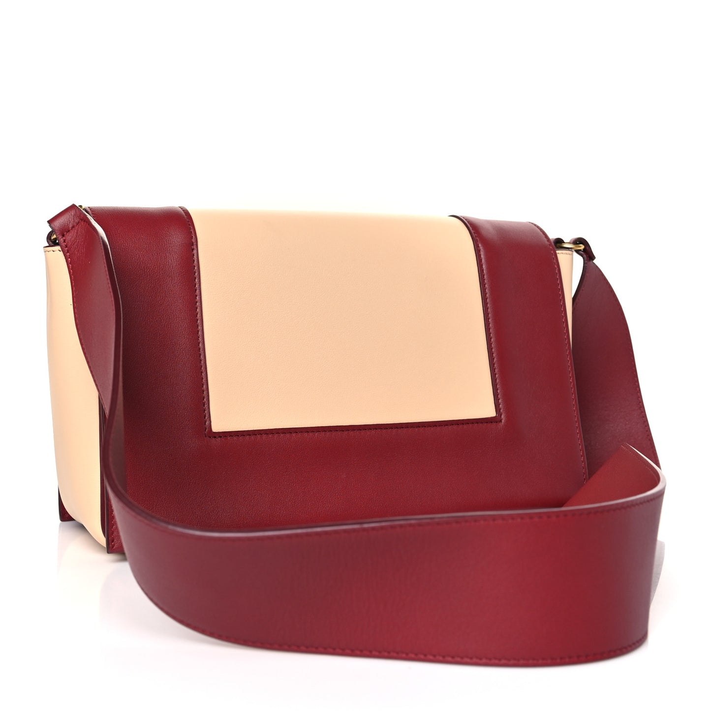 Shiny Smooth Calfskin Medium Frame Shoulder Bag Ruby Nude