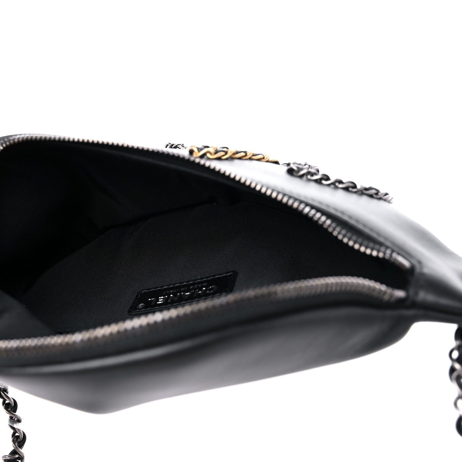 Chanel Calfskin Chain 20s Signe Waist Bag Black 5 of 10
