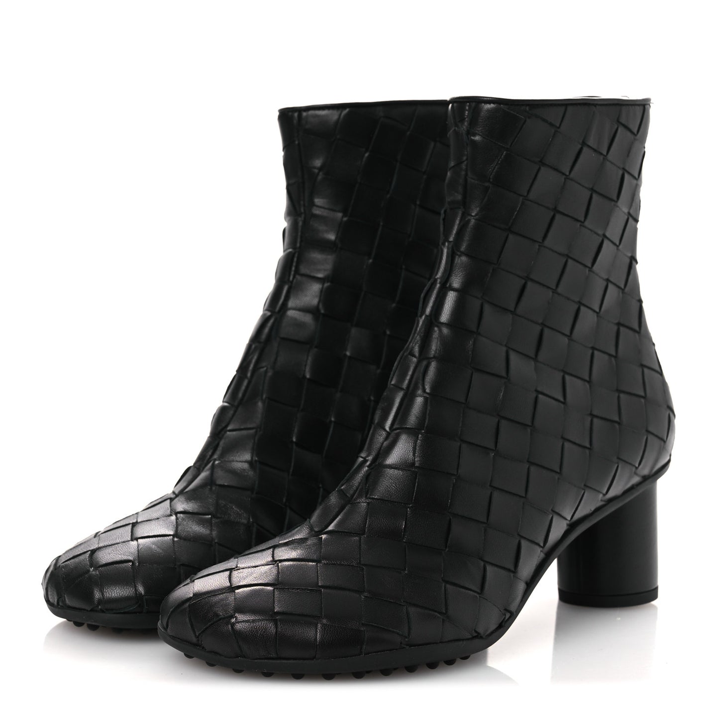 Lambskin Intrecciato Atomic Mid Heel Ankle 40 Black