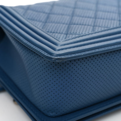 Chanel Perforated Lambskin Quilted New Medium Boy Flap Blue 13 of 13
