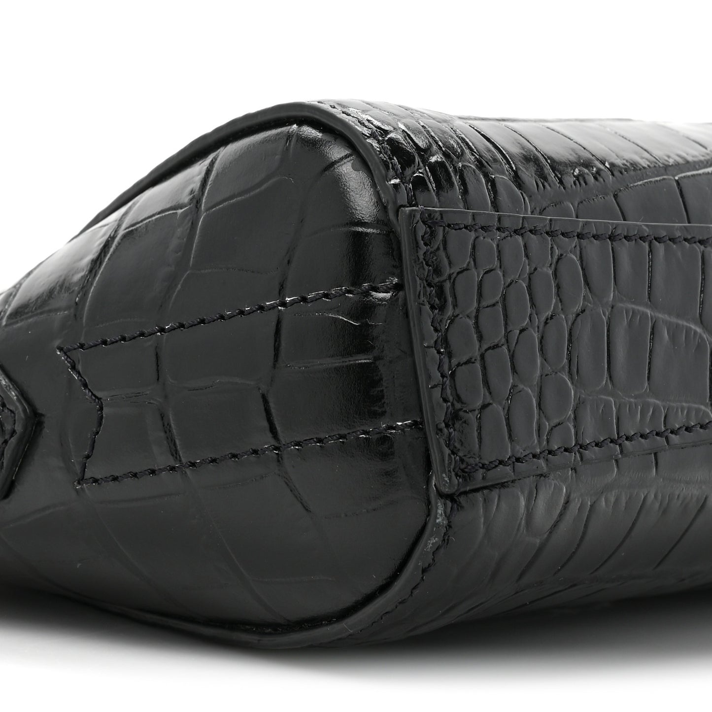 Calfskin Crocodile Embossed Nano Antigona Black