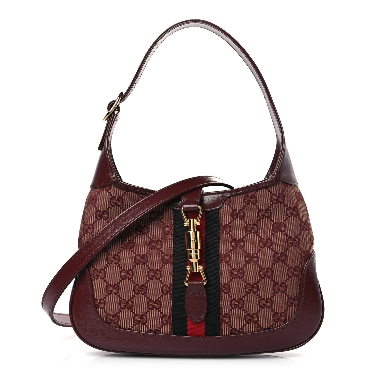 Gucci Monogram Azalea Calfskin Web Small Jackie 1961 Hobo Sahara Rubino Chardonnay 1 of 9