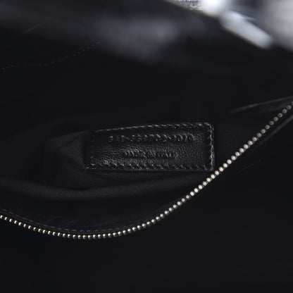 Saint Laurent Shiny Calfskin Crocodile Embossed Small Manhattan Shopper Tote Black 7 of 10