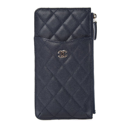 Chanel Caviar Quilted Classic Flat Wallet Pouch Navy 1 of 8