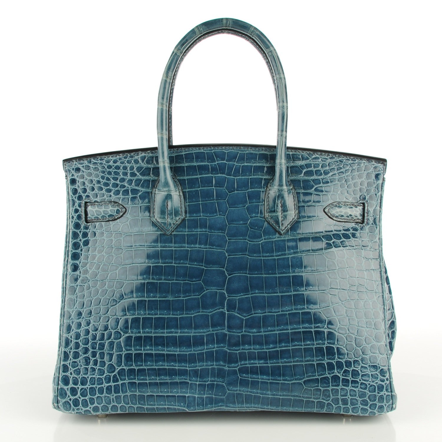 Hermes Shiny Porosus Crocodile Birkin 30 Blue Jean 13 of 32
