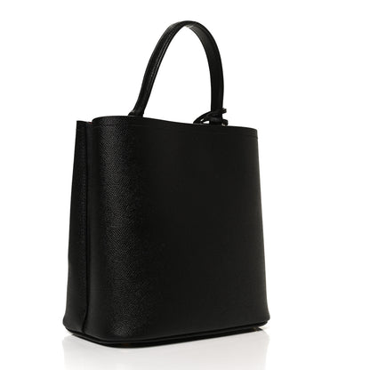 Prada Saffiano Cuir Medium Panier Bucket Bag Black Fuoco 2 of 9