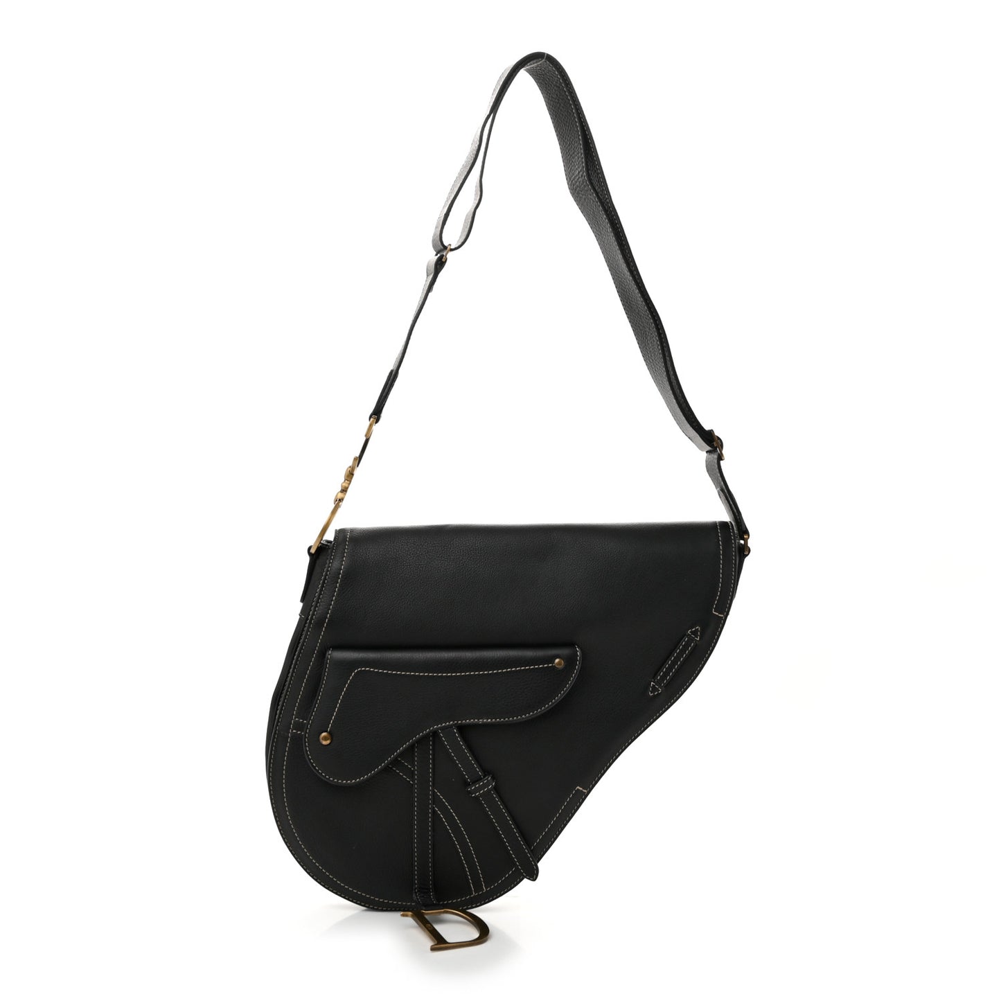Calfskin Baudrier Saddle Bag Black