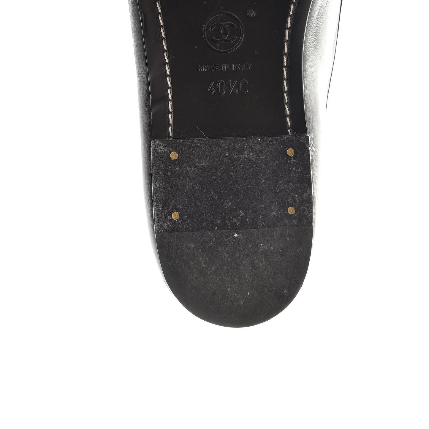 Calfskin Pearl CC Mocassin Loafers 40.5 Black