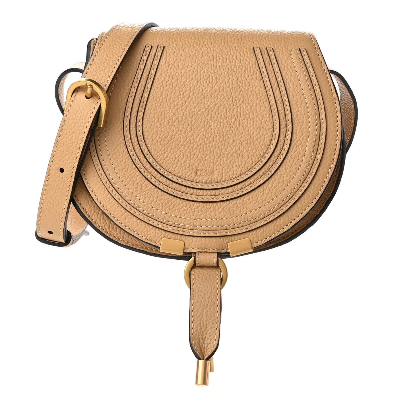 Calfskin Mini Marcie Round Crossbody Bag Nude