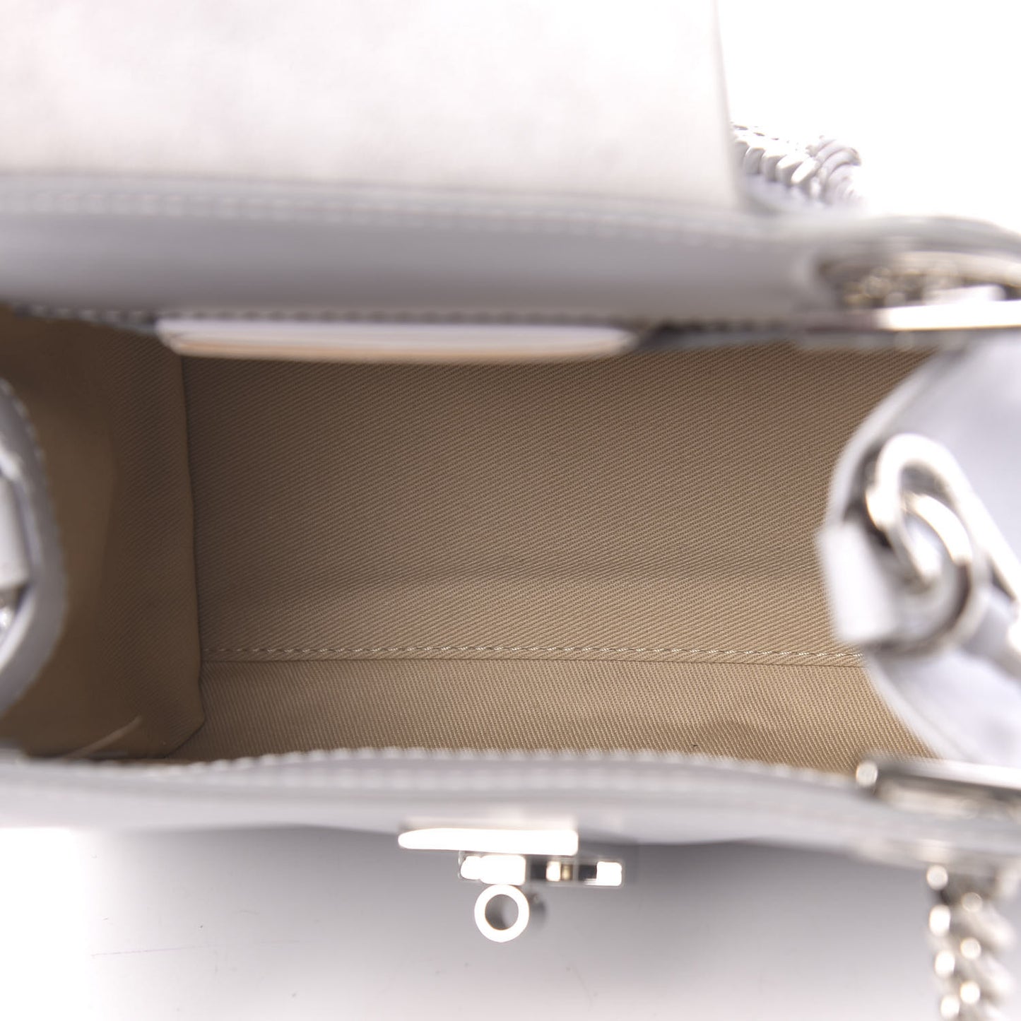 Shiny Calfskin Mini Annie Shoulder Bag Airy Grey